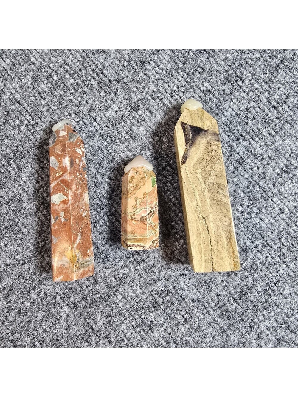 Lot of 3 Different Jasper Stone Column Tower Pillars - USA